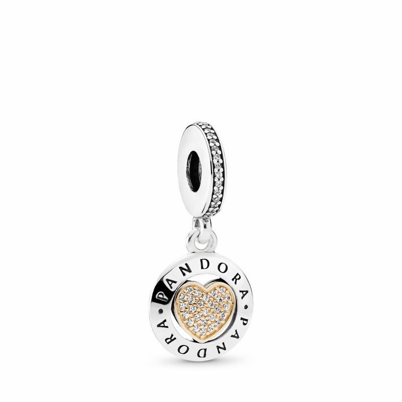 Pandora Signature Heart Dangle Charm NZ Sale, Two Tone (104879-LWI)